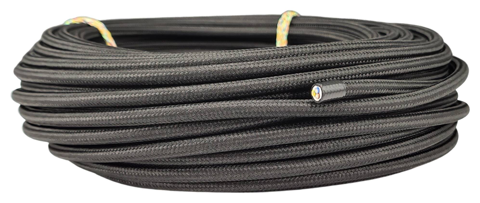 cable 3G 0,75 H03VV-F textile braided outside 6,3 mm RAL 9005 black